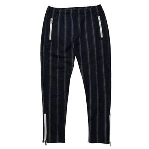Todd Snyder NY Boucle Vertical Stripe Pintuck Navy Wool Track Pants M 36x30
